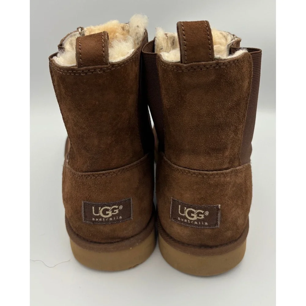 UGG Australia Chelsea Boots Brown Suede Sheep Skin Lined Men's 10